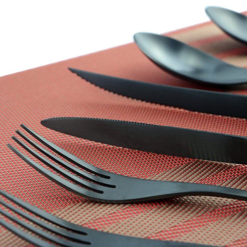 Uniturcky 24-Piece Flatware Set,Extra Thick Heavy Duty - 18/10 Stainless Steel Cutlery Sets,High Matte Black Finish Silverware Flatware Sets Service for 4,Use for Home,Kitchen Utensil Sets - Image 3
